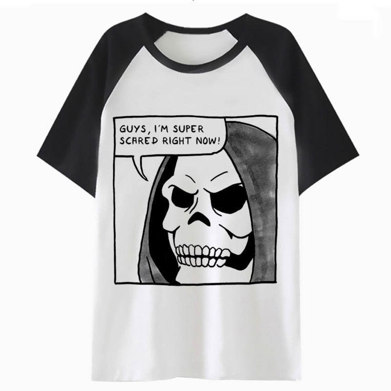 Scared skeleton horror comic meme shirt - thememeshops